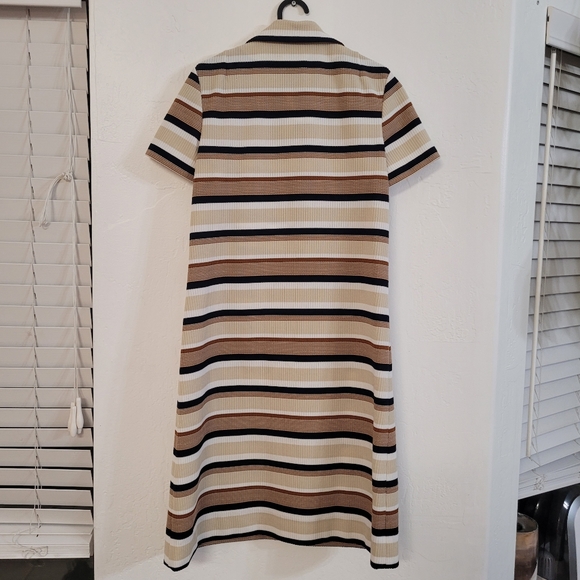Vingage 1970s knit polo button- down dress, striped - Picture 4 of 6